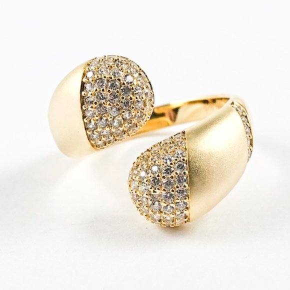 Elegant Open Pave CZ Duo Wrap Gold Tone Ring - Picture 1 of 3